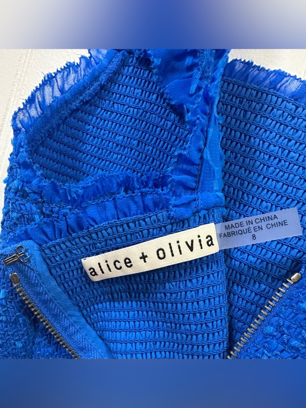 Alice + Olivia Kizzie 8 Cobalt Blue Tiered Smocked Flutter Sleeve Maxi Dress - Picture 3 of 14
